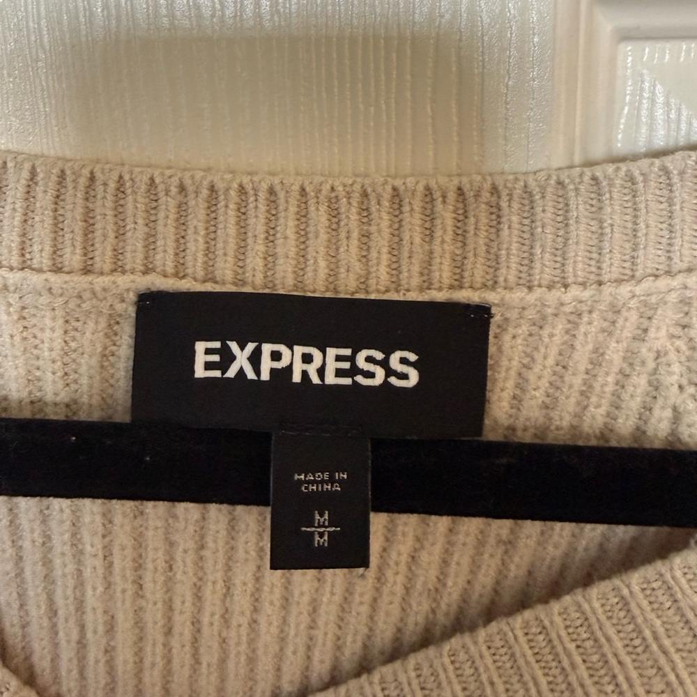Express Cream Ribbed Sweater - Picture 3 of 3